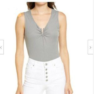 Love Fire Metal Notch Women's Bodysuit Gray M